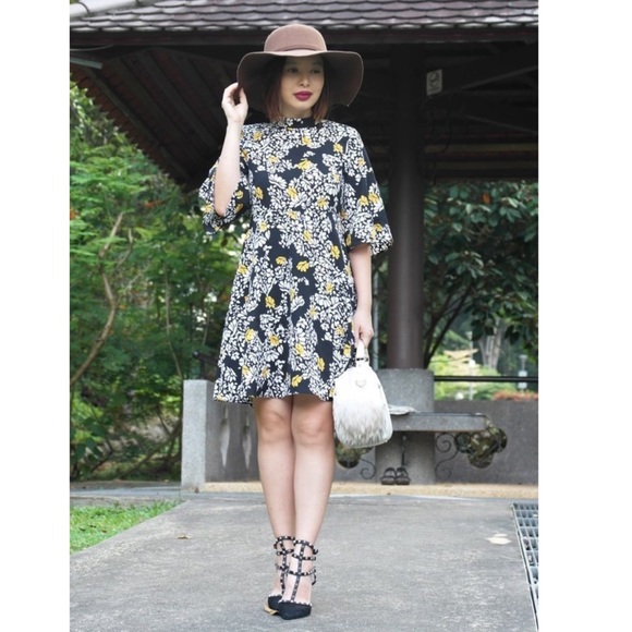 Zara Mock neck floral print mini dress size M - Picture 3 of 8